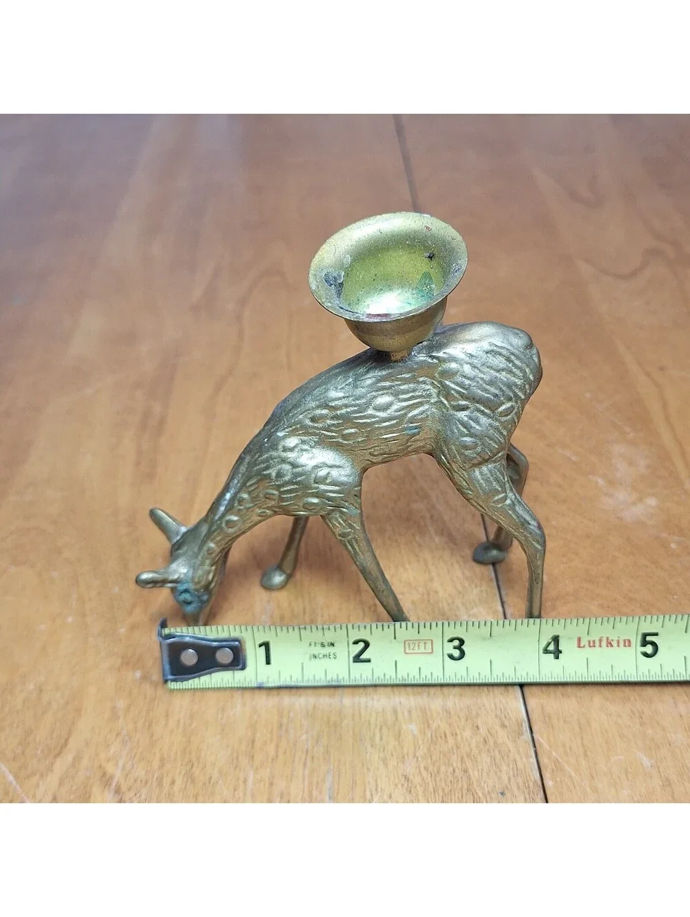 Vintage Brass Deer Candle Holder 4.75